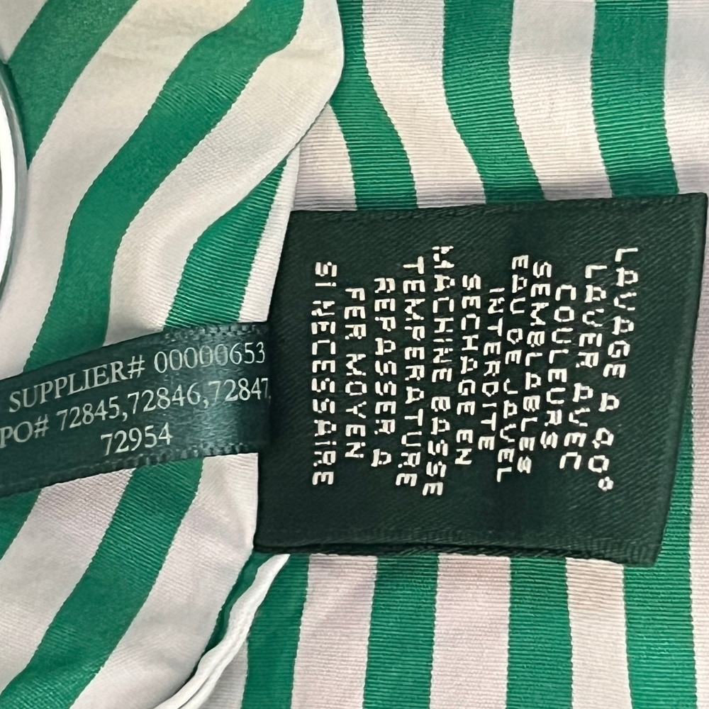 Lauren Ralph Lauren M Green White Striped Button Shirt Cotton Preppy Classic - Picture 9 of 9